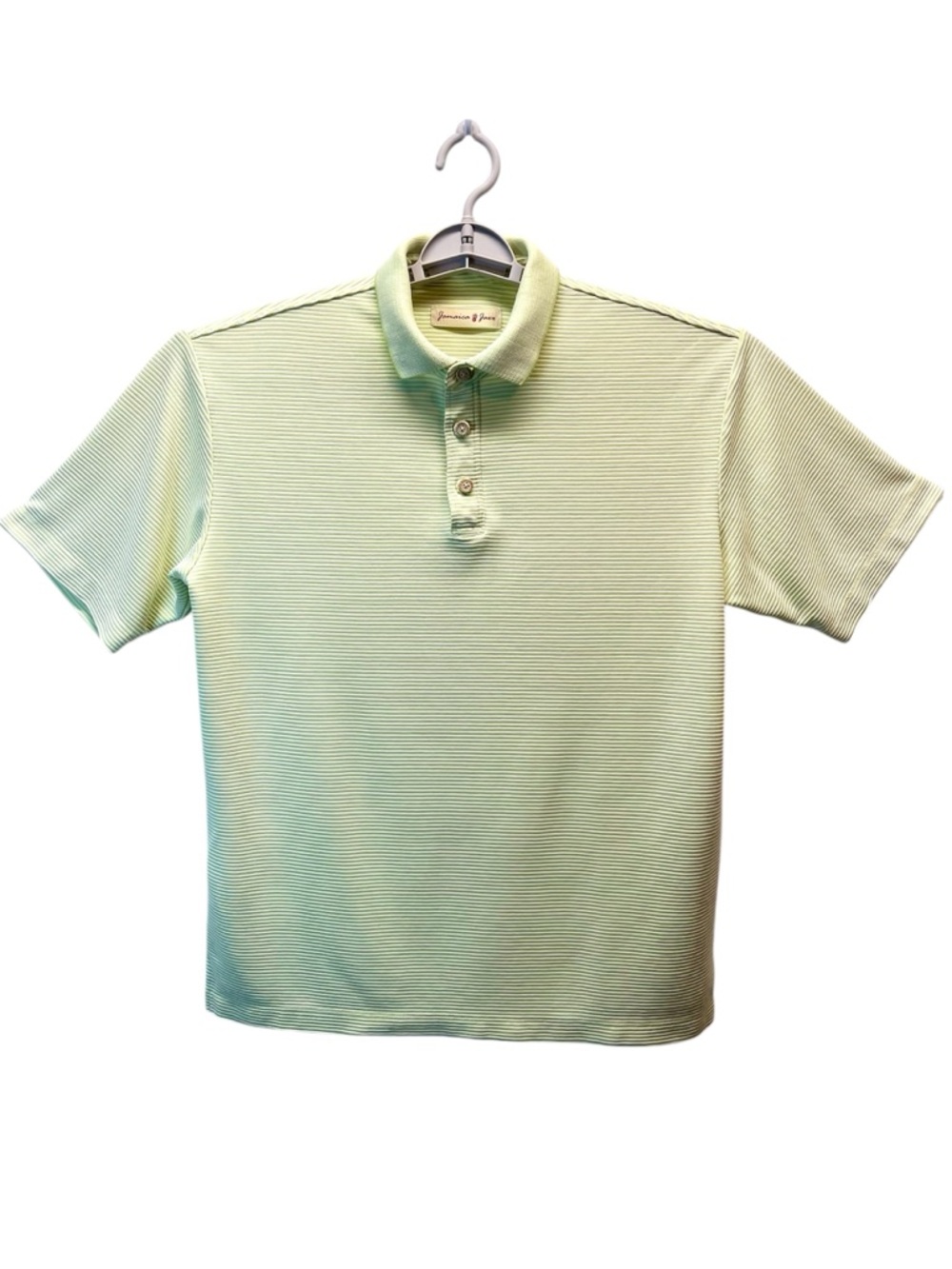 Jamaica Jaxx Men’s Short Sleeve Polo Shirt Horizontal Stripes Green/white